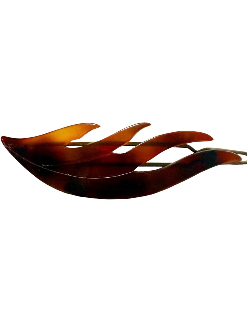 Vintage Tortoiseshell Flame French Hair Barrette, Deadstock, 3” Long